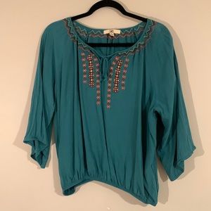 Ya blouse green with embroidery